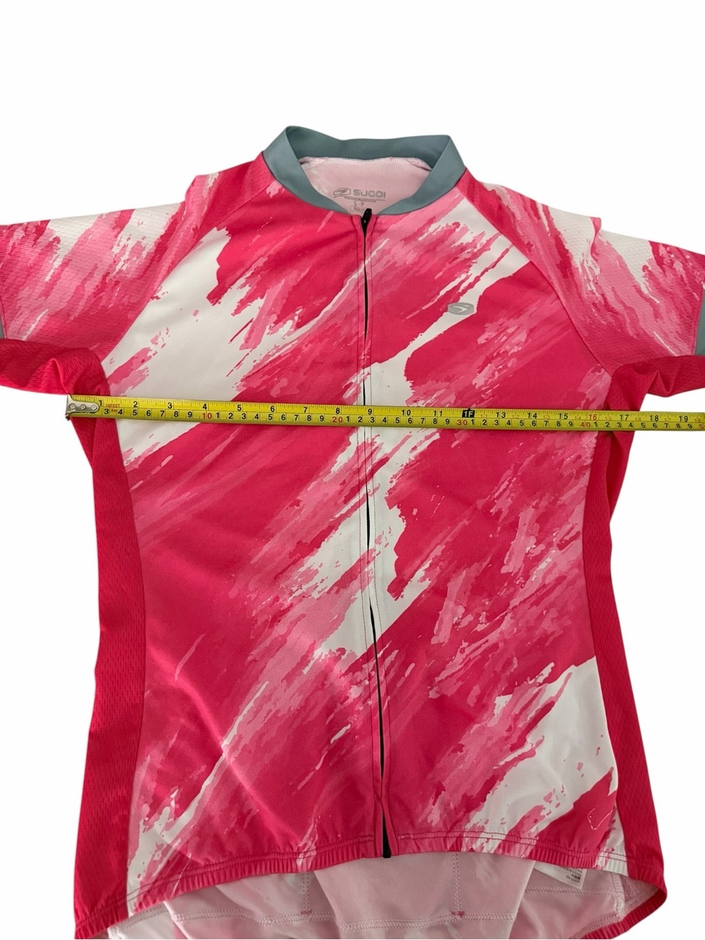 SUGOI Pink White Evolution Zap Cycling Jersey Full Zip Reflective Bike Jersey S - Picture 11 of 13